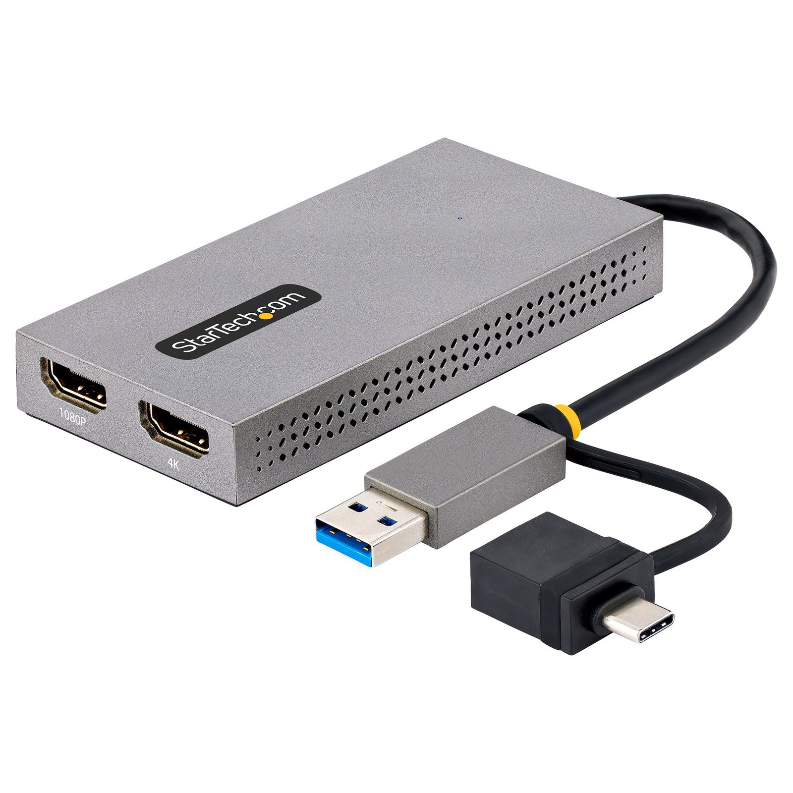 Startech StarTech.com USB to Dual HDMI Adapter, A/C 2x Displays (1x 4K30Hz, 1080p), Integrated