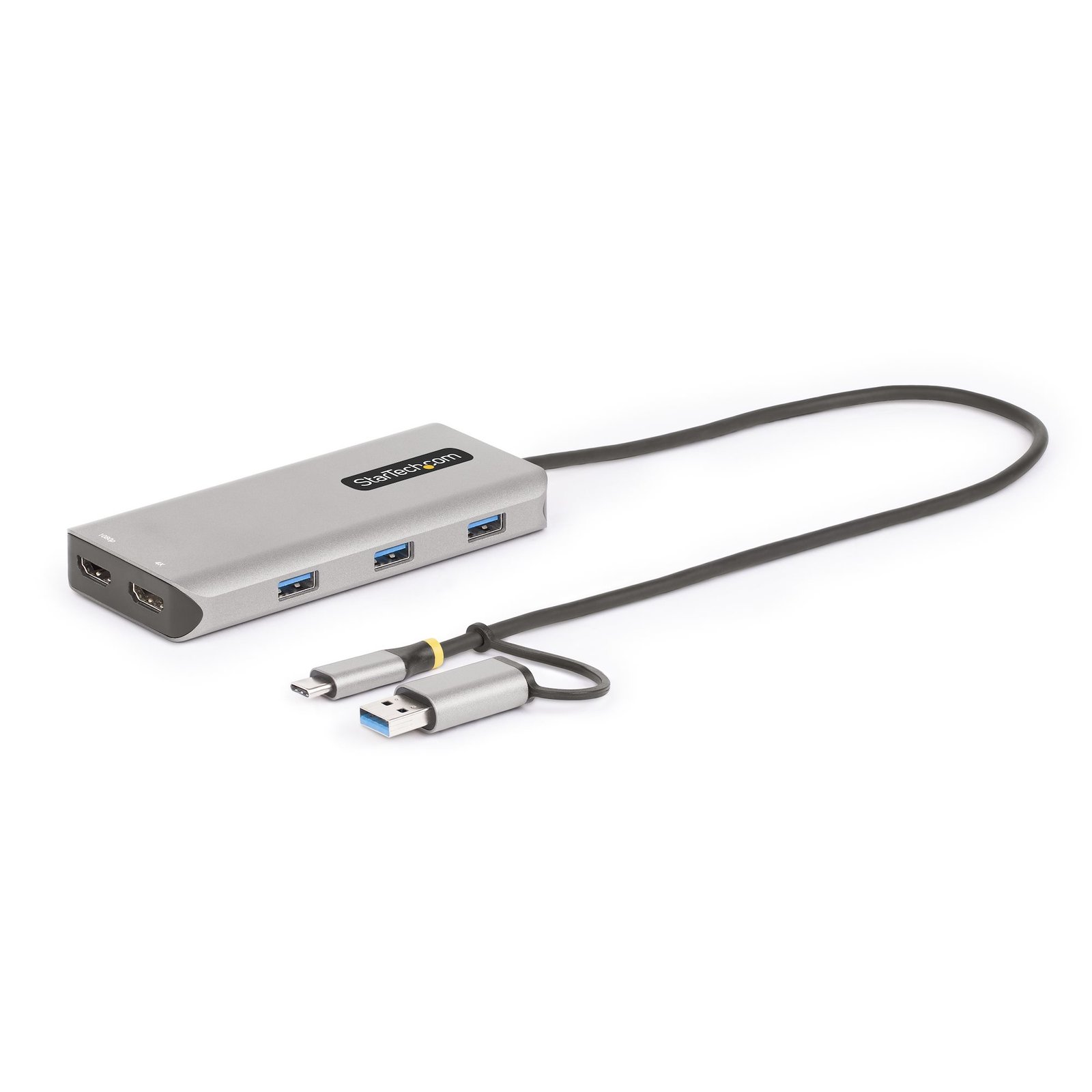 Startech StarTech.com USB-C Multiport Adapter w/Attached to USB-A Dongle, Dual HDMI
