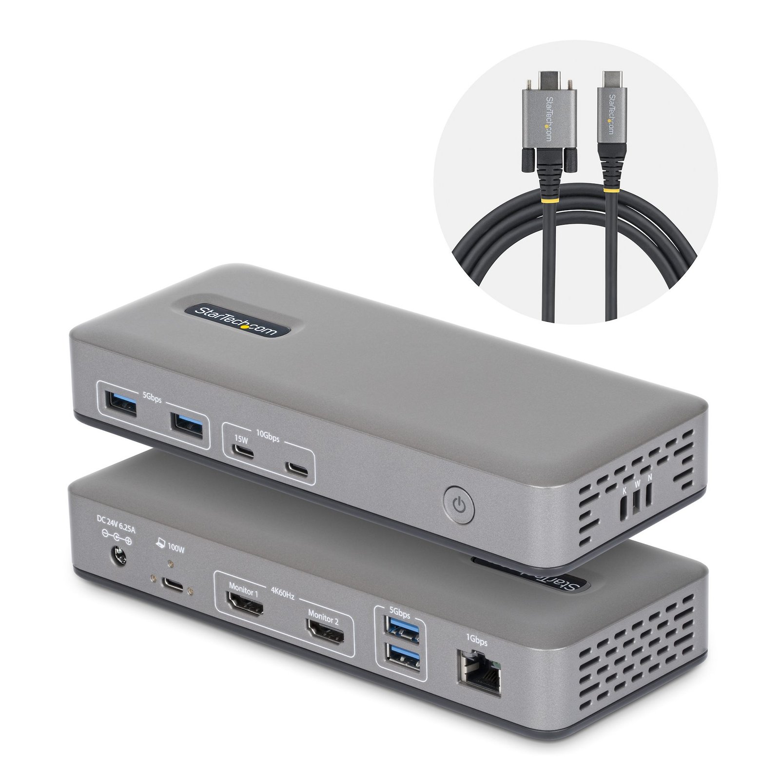 Startech StarTech.com Dual-Monitor USB-C Docking Station, HDMI, 4K 60Hz, 100W Laptop Charging,