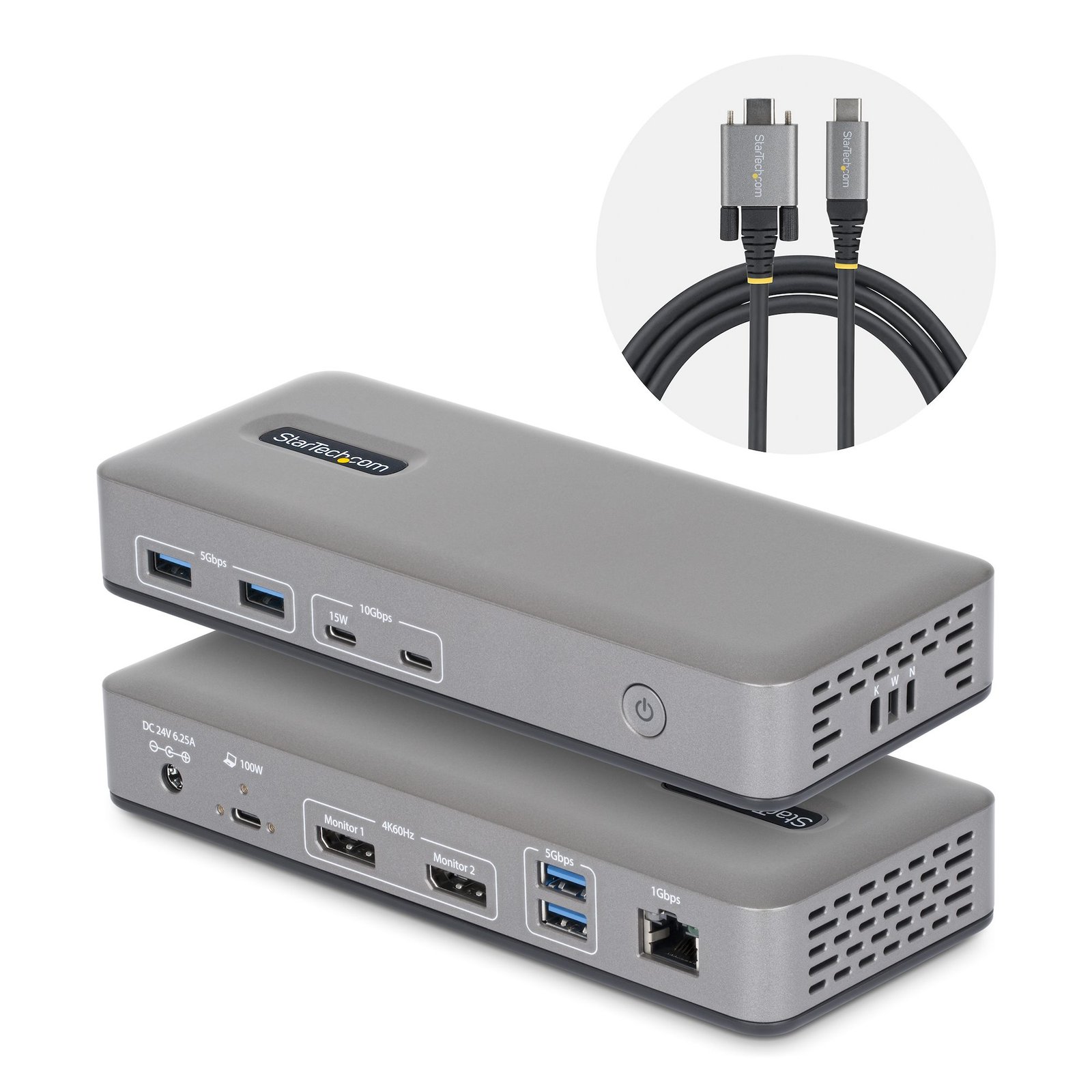Startech StarTech.com Dual-Monitor USB-C Docking Station, DisplayPort, 4K 60Hz, 100W Laptop