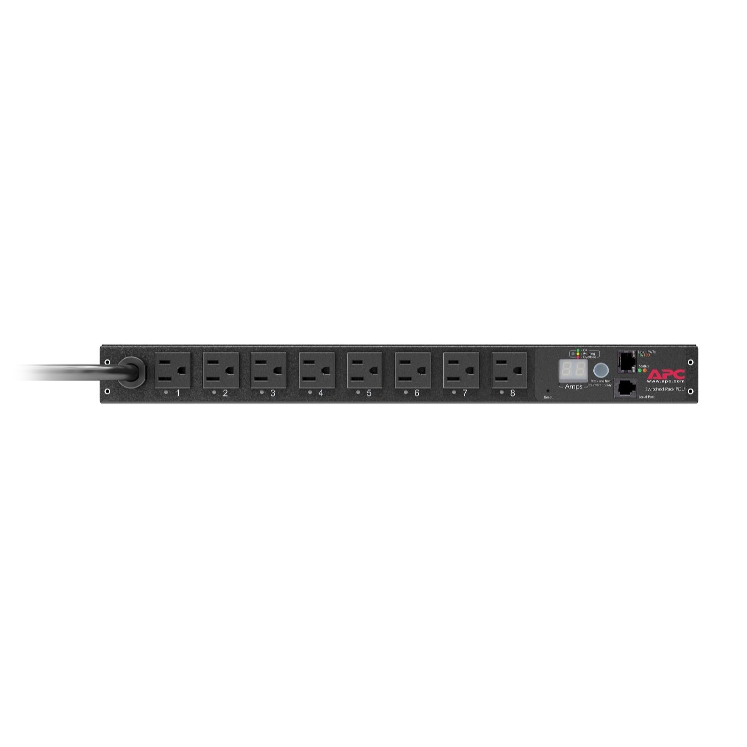 APC by Schneider Electric NetShelter Switched Rack PDU, 1U, 1.4kW, 120V, 15A, 8 NEMA 5-15R outlet
