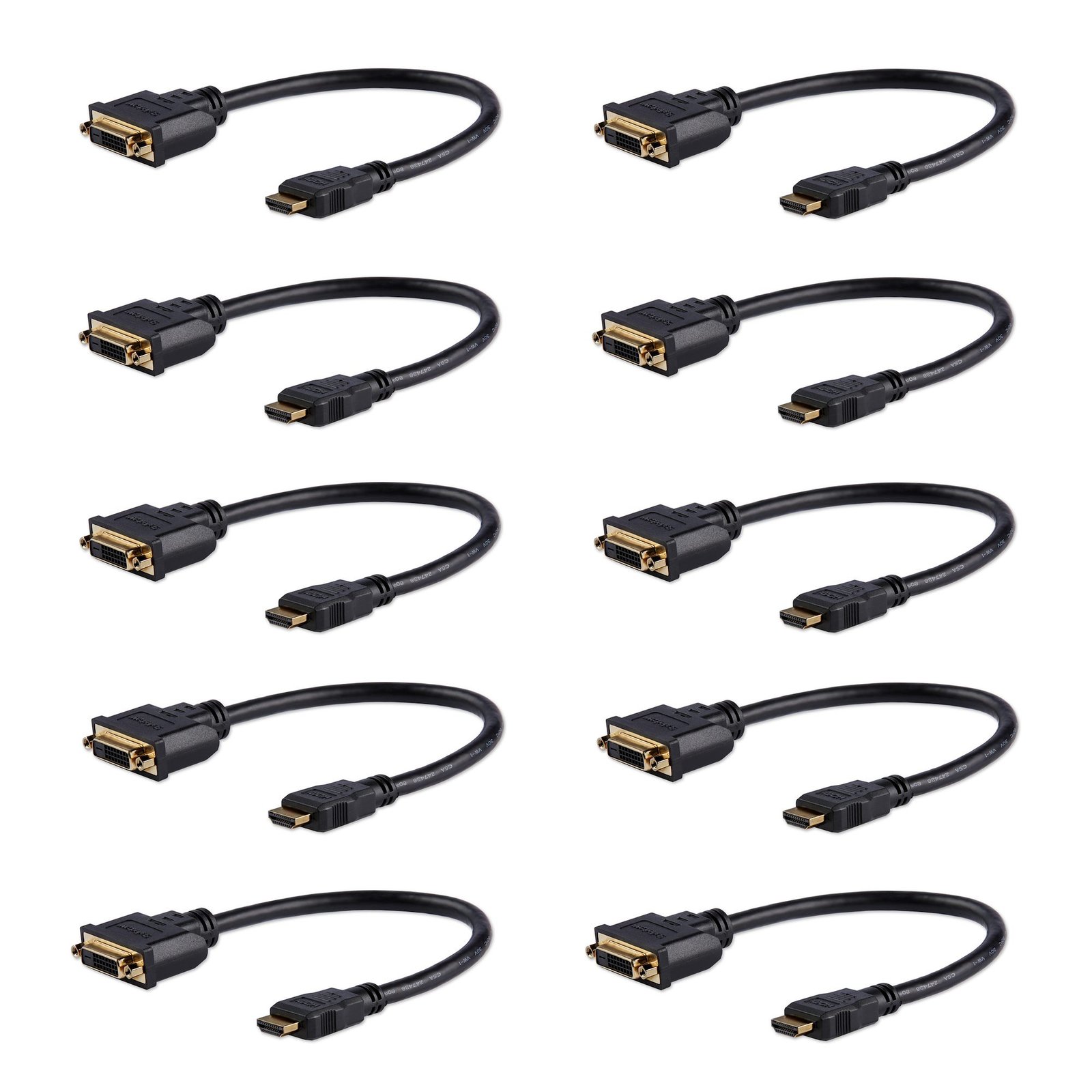 Startech StarTech.com 8in (20cm) HDMI to DVI Adapter, DVI-D (1920x1200p), 10 Pack, Male 24 Pin