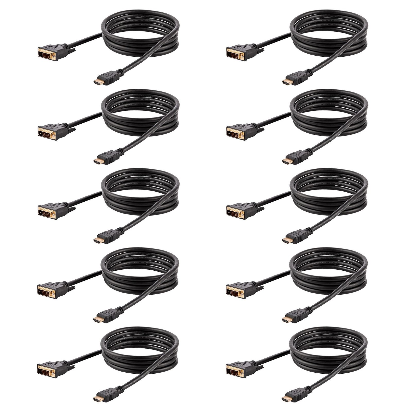 Startech StarTech.com 6ft (1.8m) HDMI to DVI Cable, DVI-D Display (1920x1200p), 10 Pack, Black, 19