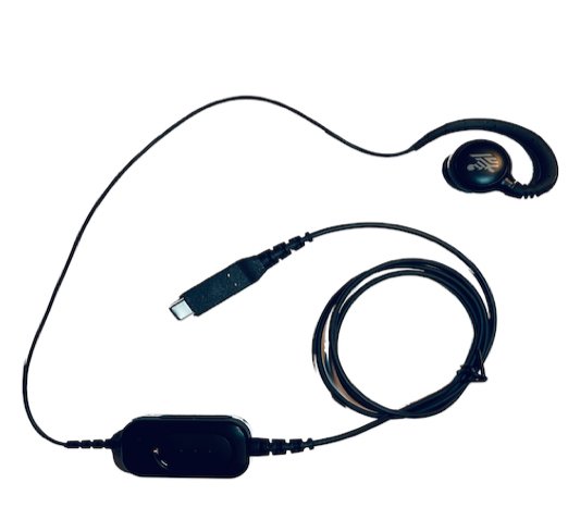 Zebra USB-C Wired Headset for PTT + VoIP w/ rotating ear piece right/left wearing. Includes built HDST-USBC-PTT1-01