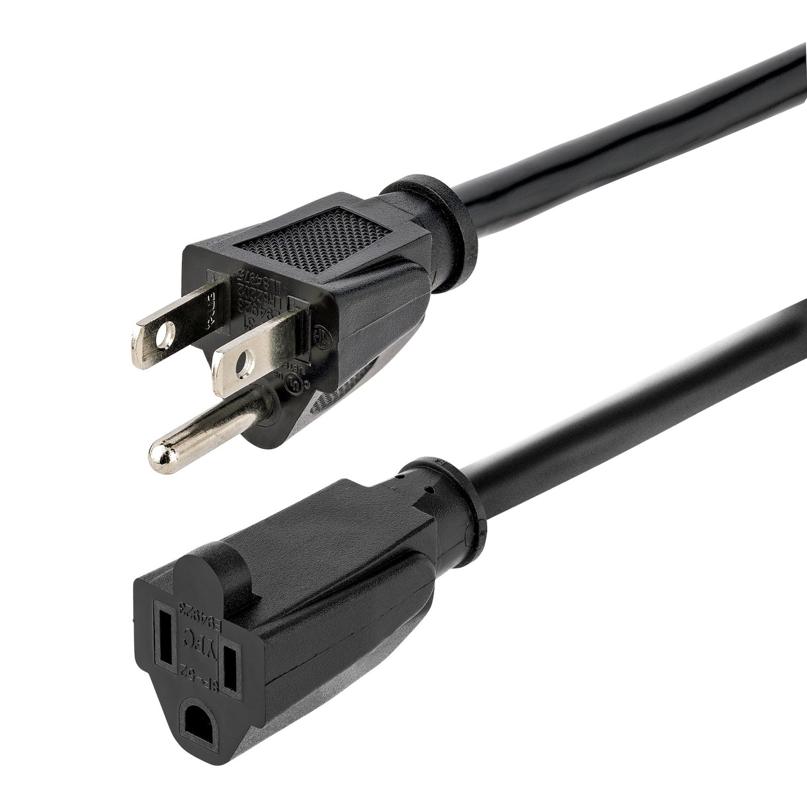 Startech StarTech.com 15ft (4.5m) Heavy Duty Extension Cord, NEMA 5-15R to 5-15P Black 15A 125V,