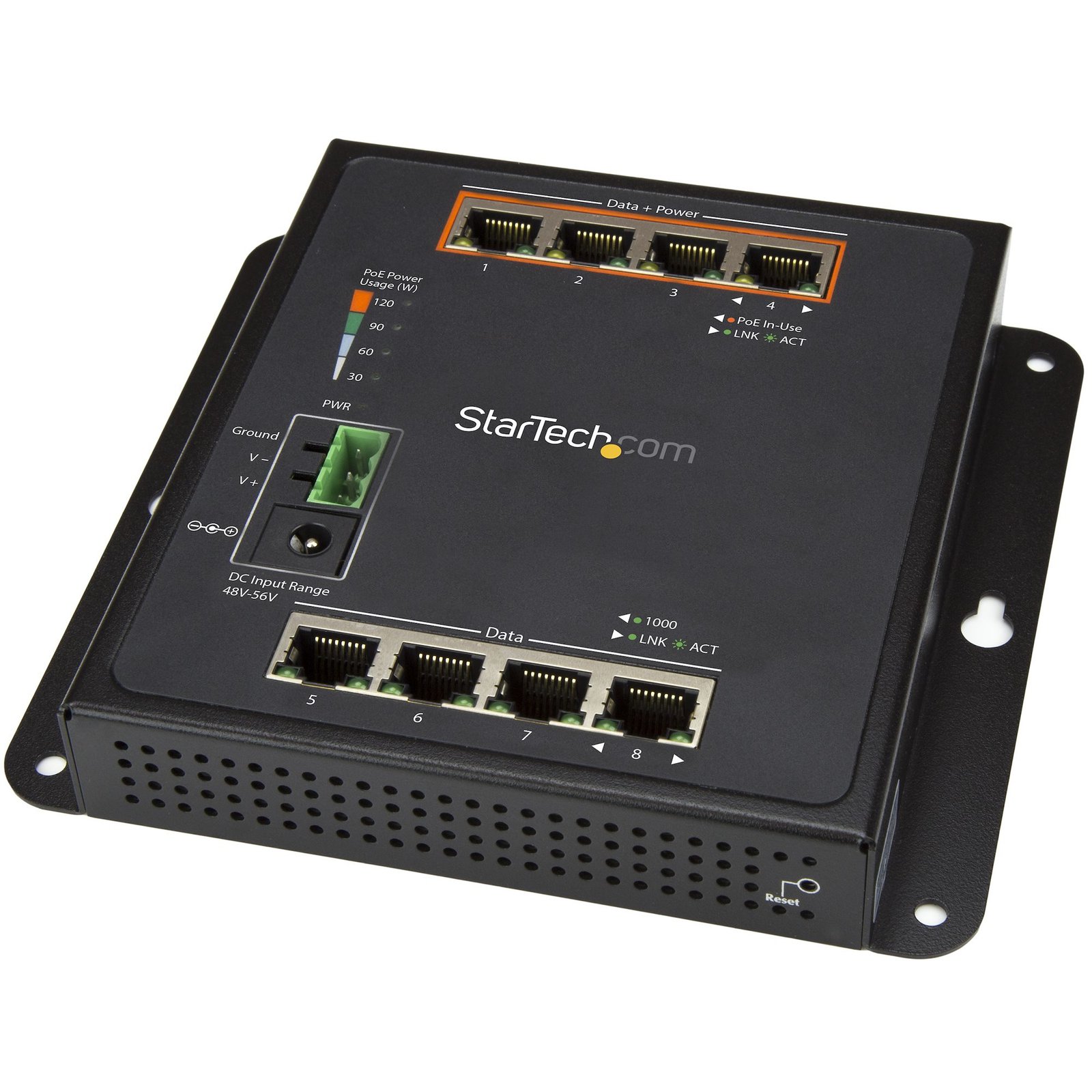 Startech StarTech.com Industrial 8 Port Gigabit PoE Switch - 4 x 30W - Power Over Ethernet -