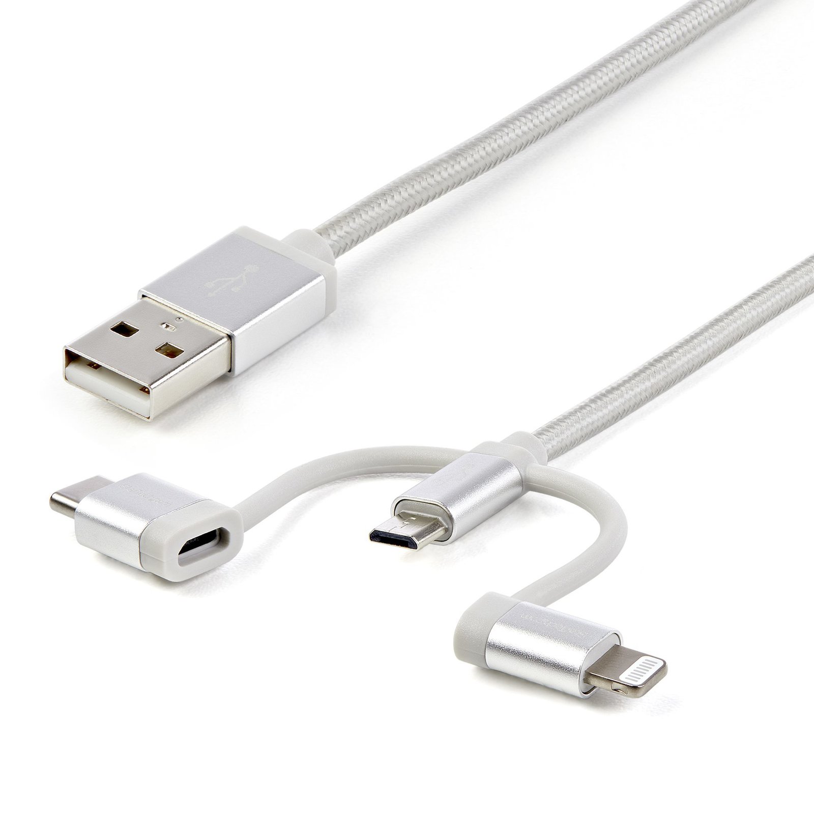 Startech StarTech.com 1 m (3 ft.) USB Multi Charging Cable - to Micro-USB or USB-C Lightning for