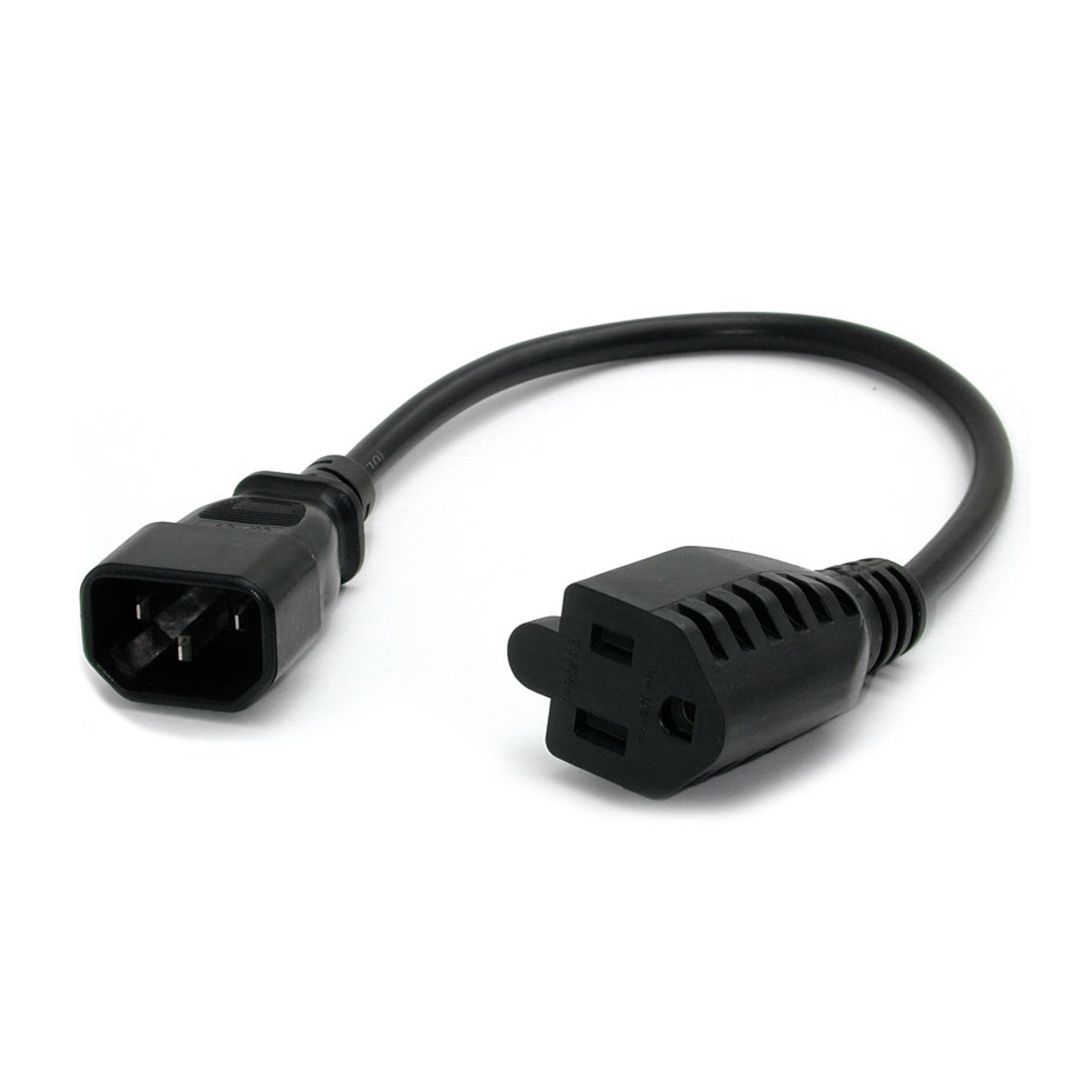 Startech StarTech.com 1ft (30cm) Power Extension Cord, IEC 320 C14 to NEMA 5-15R, 10A 125V, 18AWG,