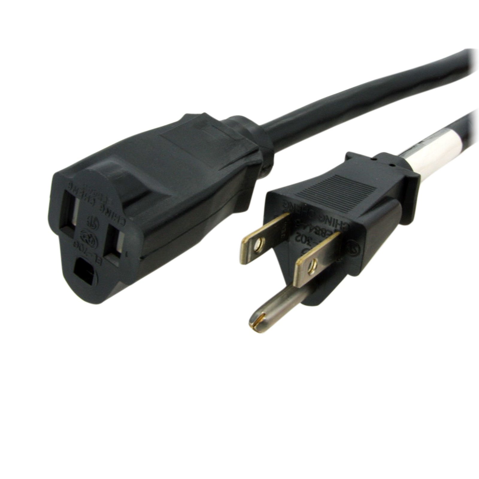 Startech StarTech.com 6ft (2m) Power Extension Cord, NEMA 5-15R to 5-15P Black 13A 125V, 16AWG,