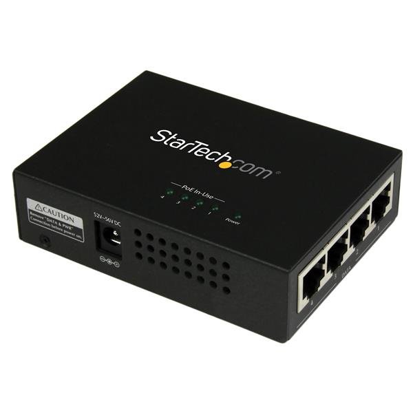 Startech StarTech.com 4-Port Gigabit Midspan - PoE+ Injector - 802.3at/af - TAA POEINJ4G