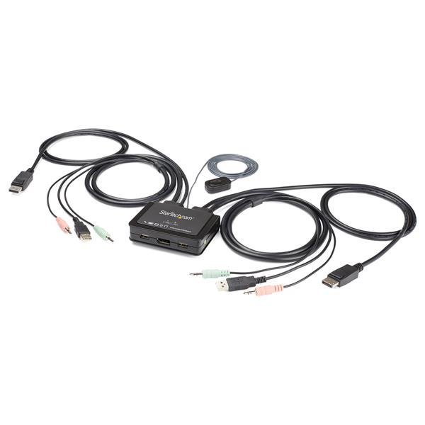 Startech StarTech.com 2 Port DisplayPort KVM Switch - 4K 60Hz - Compact Dual UHD DP 1.2 USB Desktop