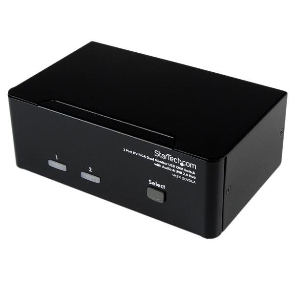 Startech StarTech.com 2 Port DVI VGA Dual Monitor KVM Switch USB with Audio & 2.0 Hub - TAA