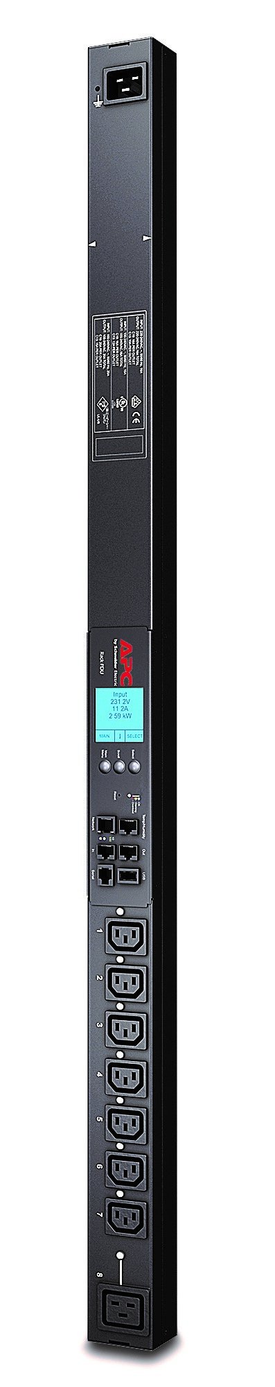 APC by Schneider Electric Rack PDU 2G, Switched, ZeroU, 20A/208V, 16A/230V, (7) C13 & (1) C19 AP8958
