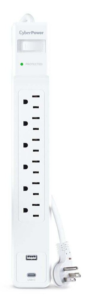 Cyberpower Canada 6 Outlet Surge Strip With USB CSP604UCW
