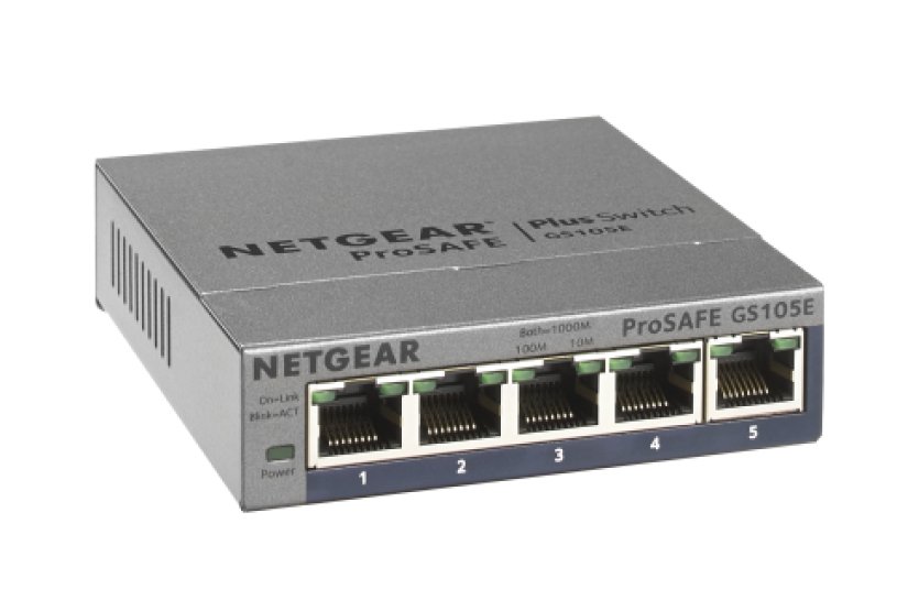 NETGEAR 5-Port Gigabit Ethernet Plus Switch (GS105Ev2) GS105E-200NAS
