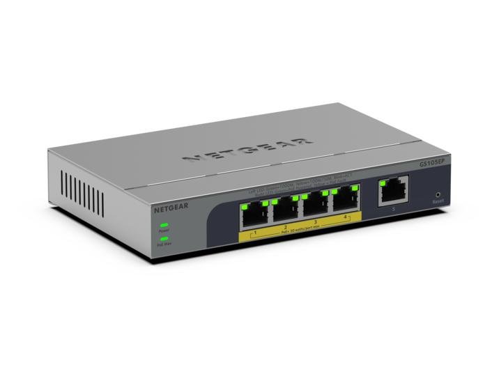 NETGEAR GS105EP Unmanaged Gigabit Ethernet (10/100/1000) Power over (PoE) Grey GS105EP-100NAS