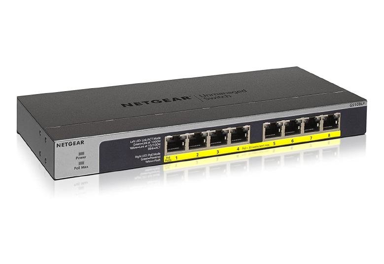 NETGEAR 8-PORT GIGABIT ETHERNET POE+ UNMANAGED SWITCH WITH 60W BUDGET (GS108 (10/100/1000) Power