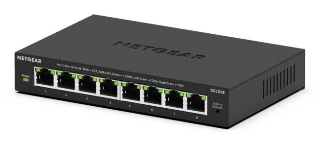 NETGEAR 8-Port Gig Plus Switch Managed L2/L3 Gigabit Ethernet (10/100/1000) Black GS308E-400NAS