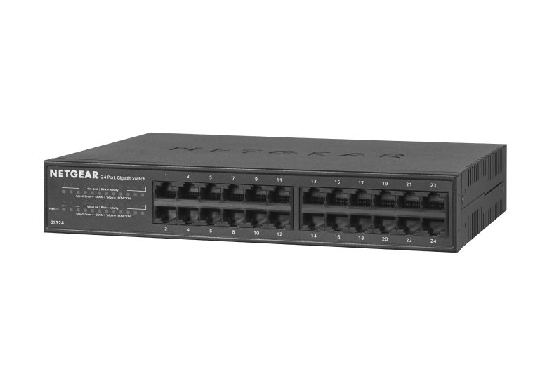 NETGEAR GS324 Unmanaged Gigabit Ethernet (10/100/1000) 1U Black gs324-200nas
