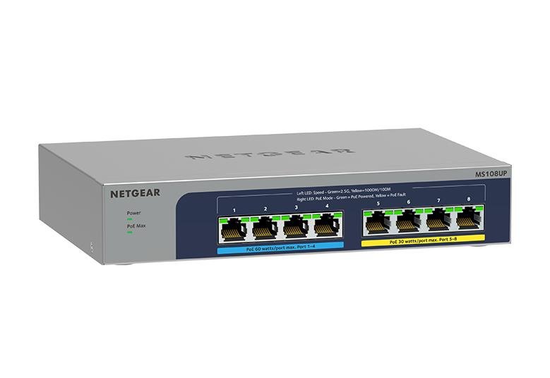 NETGEAR MS108UP Unmanaged 2.5G Ethernet (100/1000/2500) Power over (PoE) MS108UP-100NAS