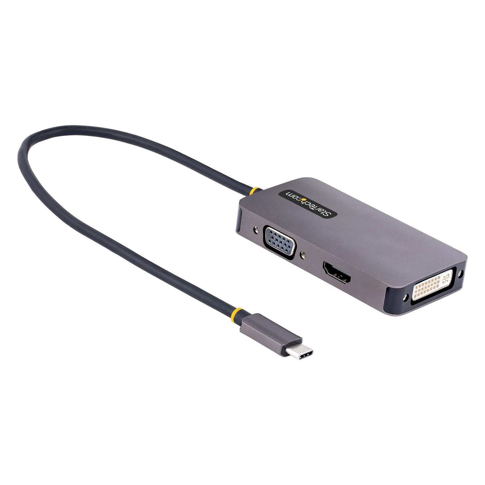 Startech Canada StarTech.com USB C Video Adapter, to HDMI DVI VGA Up 4K 60Hz, Aluminum, Multiport 118-USBC-HDMI-VGADVI
