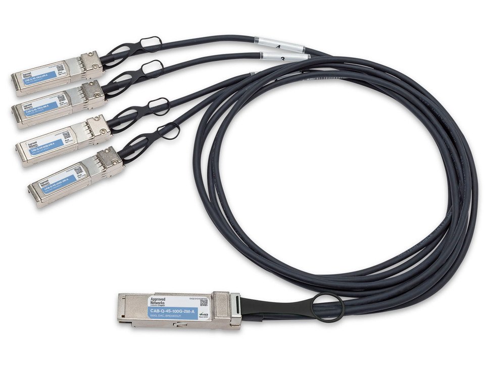Legrand CAB-Q-4S-100G-2M-A InfiniBand/fibre optic cable QSFP28 4x SFP28 DAC Black, Metallic