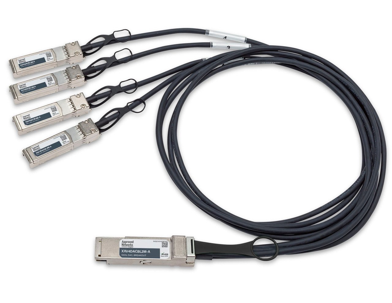 Legrand XXV4DACBL2M-A InfiniBand/fibre optic cable 2 m QSFP28 4x SFP28 DAC Black, Metallic