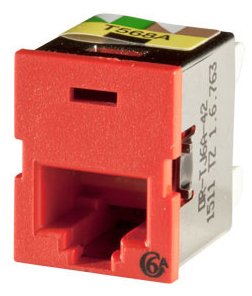 Legrand Clarity Cat6a TracJack,T568A/B,8 pos, Red 180 degree TJ6A-42