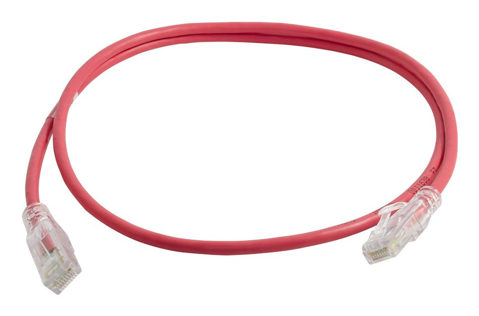 Legrand 28AWG Reduced diameter C6A/10G channel cord Red 1FT RDC61001-02