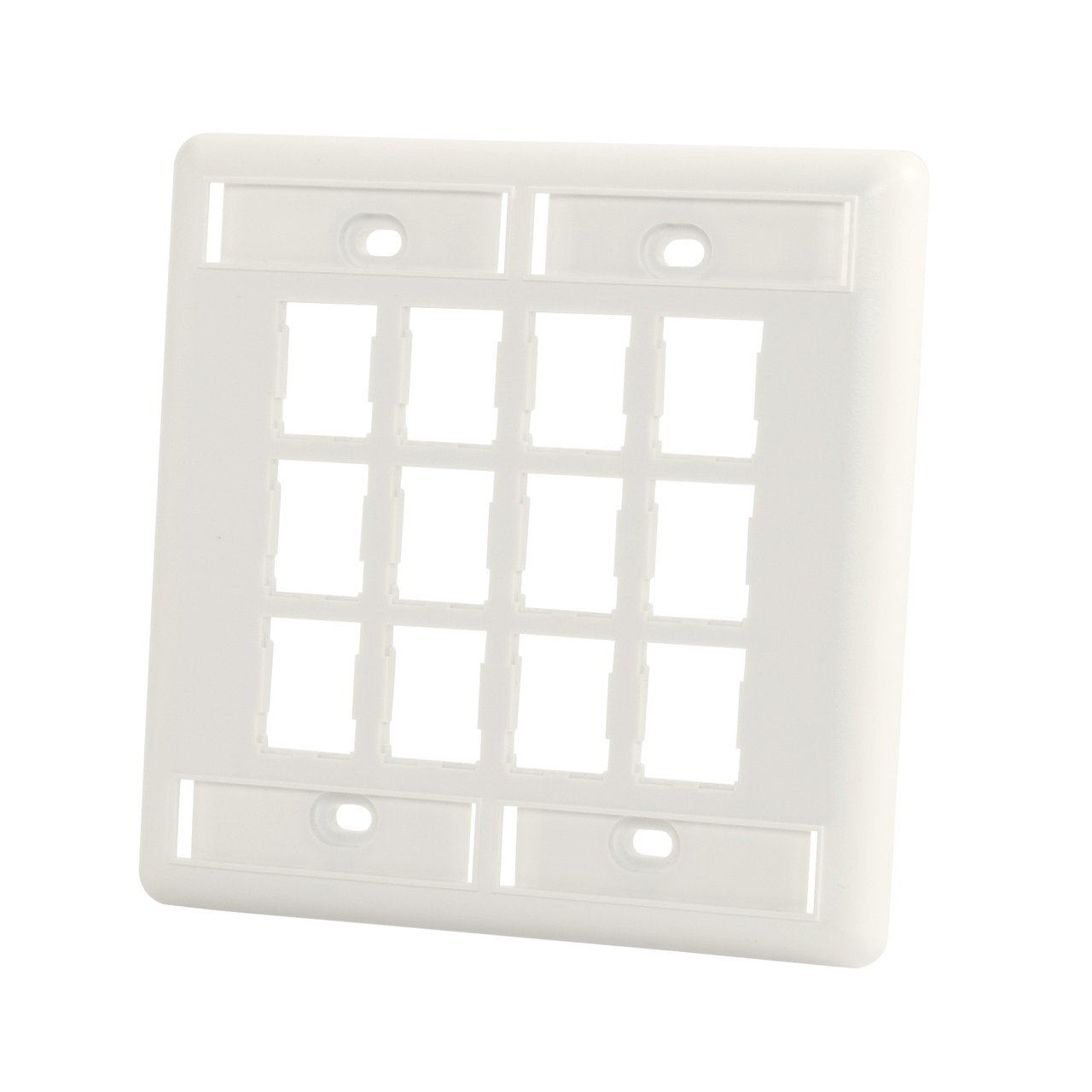 Legrand HDJ 6-Port Double-Gang Faceplate, Fog White, with Label Field 403HDJ212