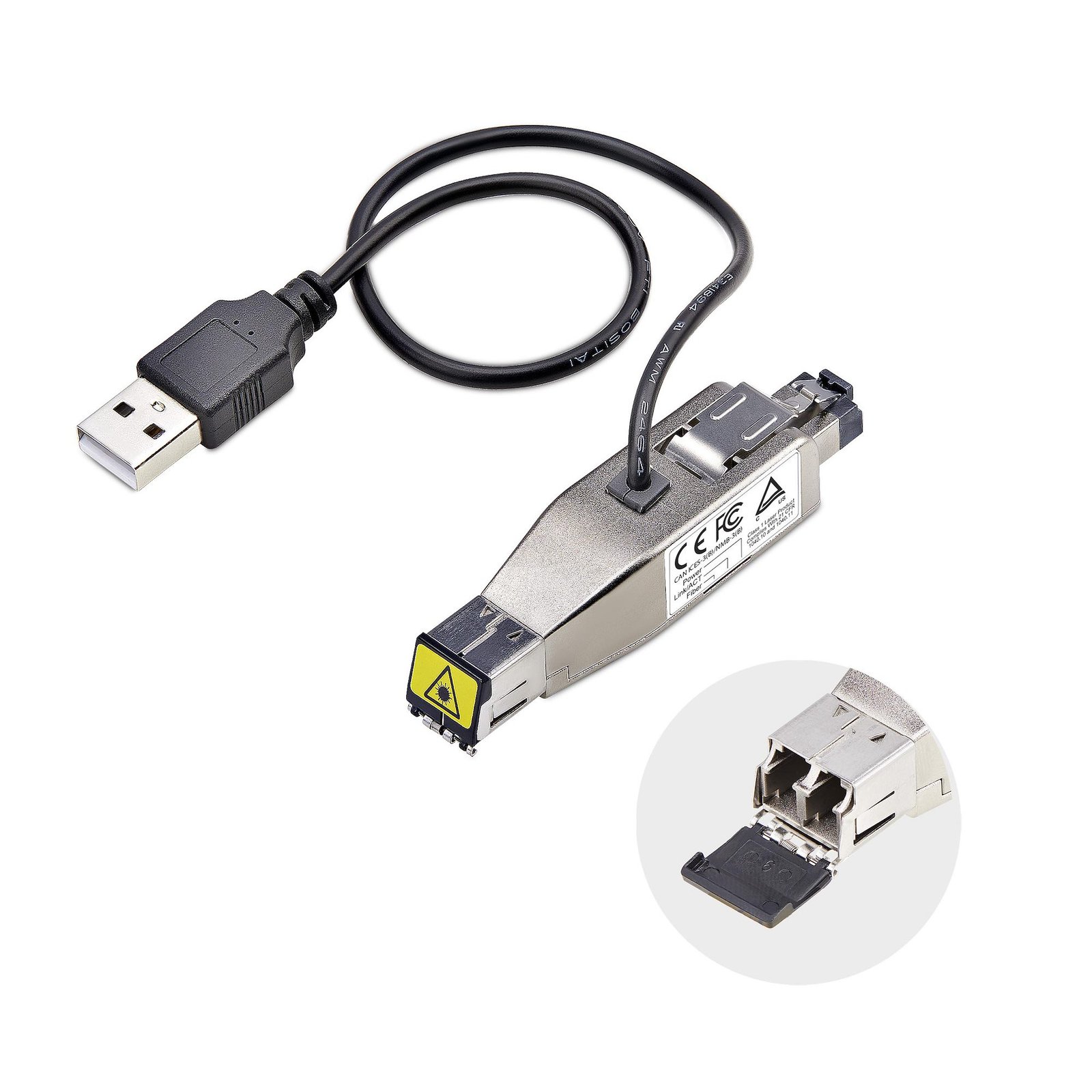 Startech Canada StarTech.com Gigabit Fiber to RJ45 Ethernet Media Converter Dongle, Optical D01ML55U-FIBER-MEDIA