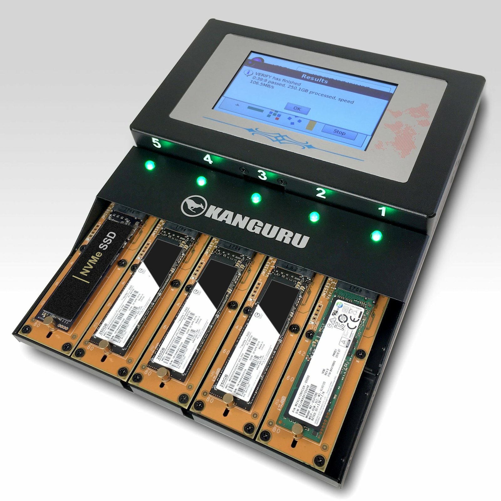 iStorage Kanguru KanguruClone 4 M.2 NVMe SSD Duplicator|Clone up to SSDs at once|Copy Speeds of KCLONE-4NVME