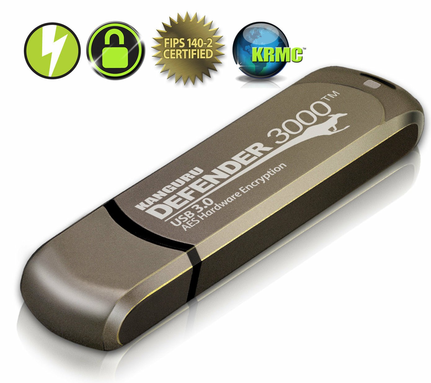 iStorage Kanguru Defender 3000™ SuperSpeed USB 3.0 512 GB| Secure Flash Drive | FIPS 140-3 Level 3 KDF3000-512G