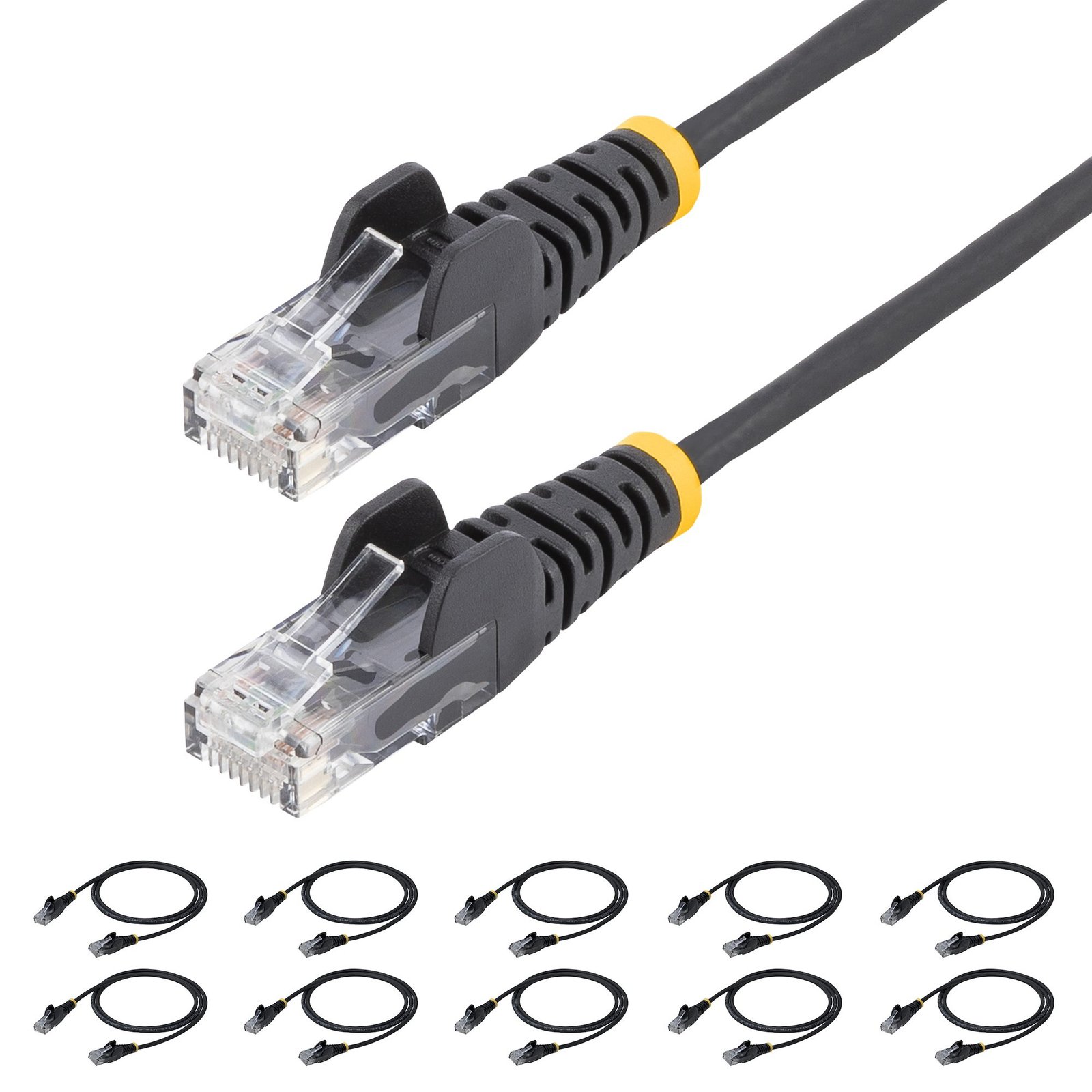 Startech Canada StarTech.com 6in Black Slim CAT6 Cable, 10 Pack, Snagless, 100W PoE, UTP, LSZH, N6PAT6INBKS10PK