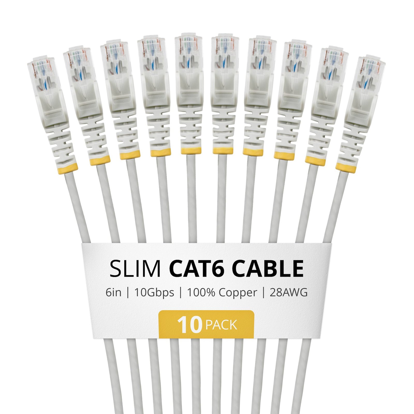 Startech Canada StarTech.com 6in Gray Slim CAT6 Cable, 10 Pack, Snagless, 100W PoE, UTP, LSZH, N6PAT6INGRS10PK