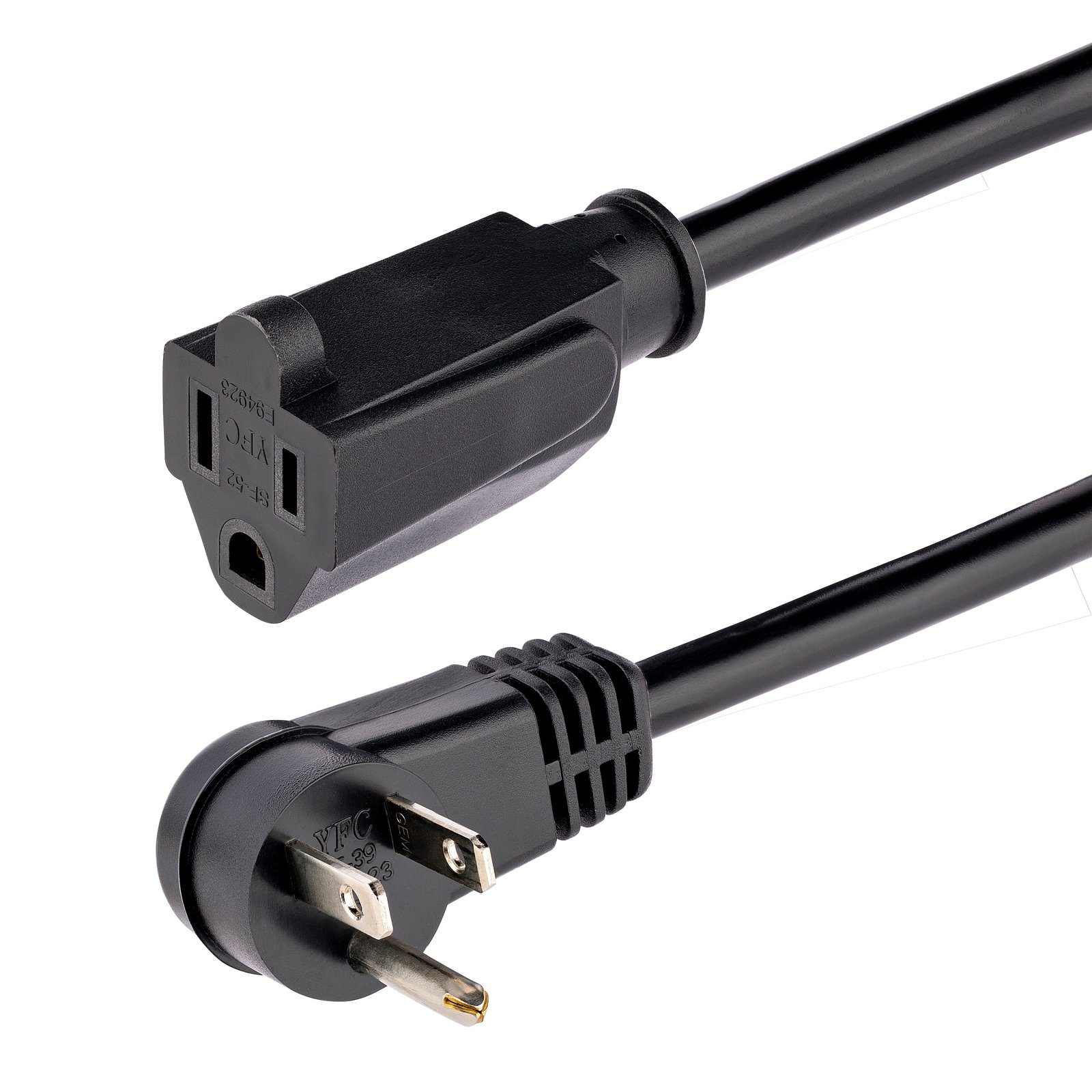 Startech Canada StarTech.com 1ft (30cm) Power Extension Cord, Right Angle NEMA 5-15P to 5-15R, 13A PAC101R1