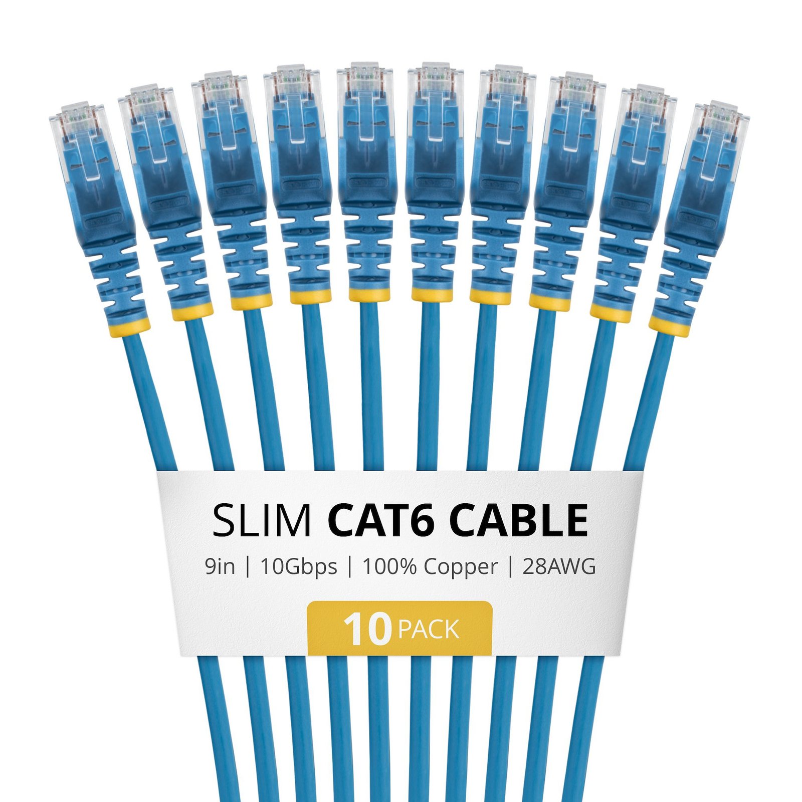 Startech Canada StarTech.com 9in Blue Slim CAT6 Cable, 10 Pack, Snagless, 100W PoE, UTP, LSZH, N6PAT9INBLS10PK