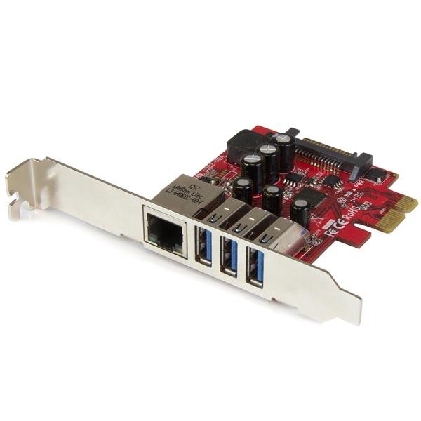 Startech Canada StarTech.com 3-Port PCI Express USB 3.0 Card + Gigabit Ethernet - 5Gbps - TAA PEXUSB3S3GE