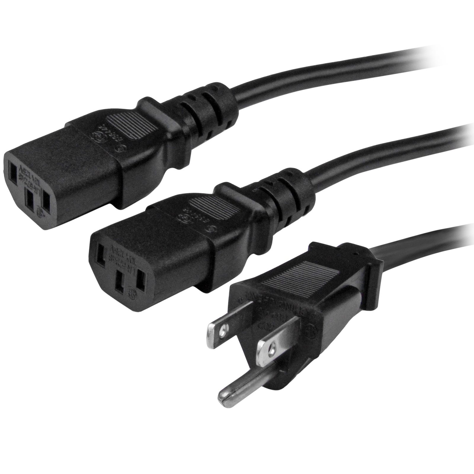 Startech Canada StarTech.com 10ft (3m) Computer Power Cord, NEMA 5-15P to 2x IEC 320 C13, 10A 125V, PXT101Y10