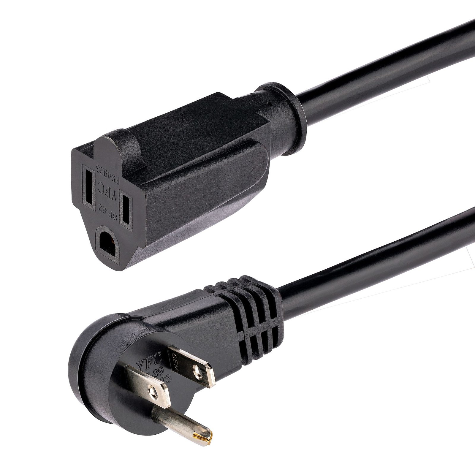 Startech Canada StarTech.com 6ft (2m) Power Extension Cord, Right Angle NEMA 5-15P to 5-15R, 13A RFX-6F-POWER-CORD