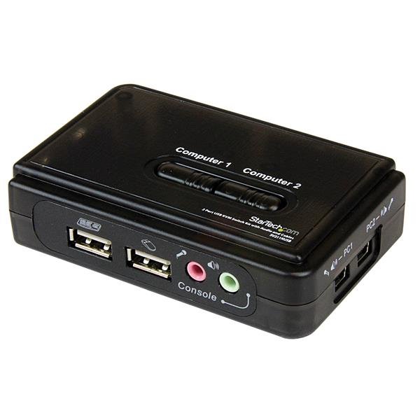 Startech Canada StarTech.com 2 Port Black USB KVM Switch Kit with Audio and Cables SV211KUSB