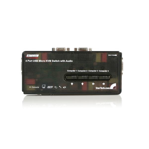 Startech Canada StarTech.com 4 Port Black USB KVM Switch Kit with Cables and Audio SV411KUSB