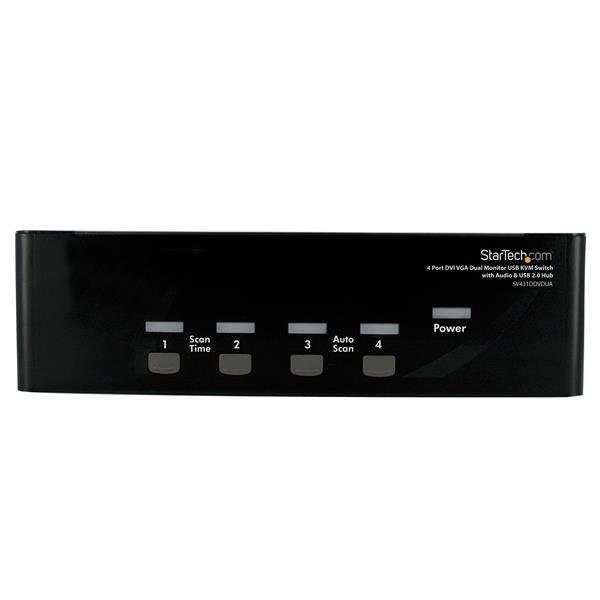 Startech Canada StarTech.com 4 Port DVI VGA Dual Monitor KVM Switch USB with Audio & 2.0 Hub - TAA SV431DDVDUA