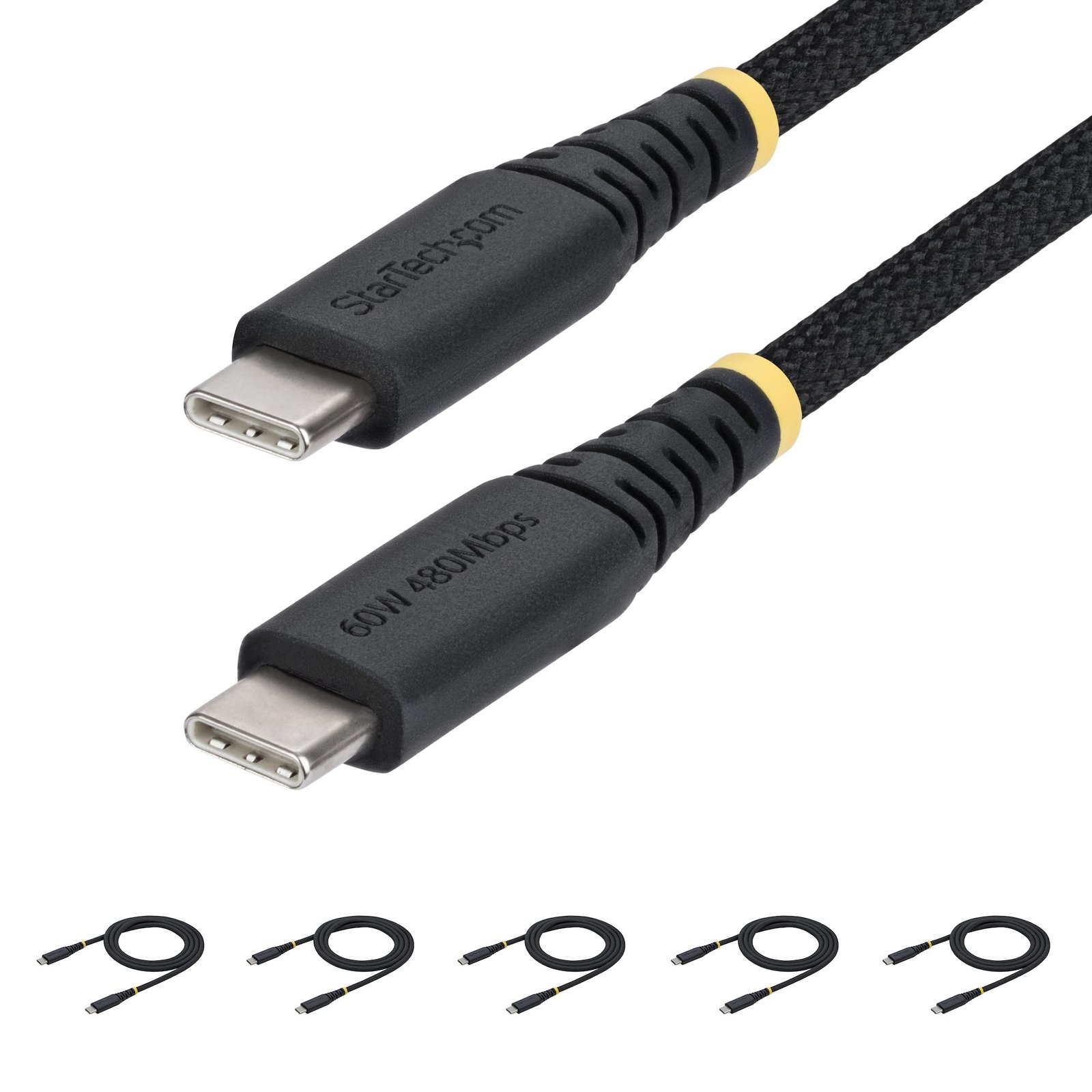 Startech Canada StarTech.com 5-Pack 3ft (91cm) USB-C Charging Cable, 60W (3A) PD, Dual-Layer USB2CC3FNCBR5PK