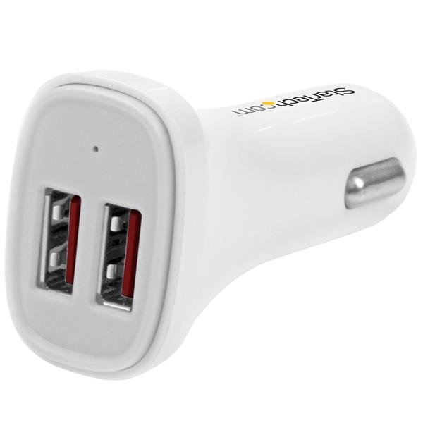 Startech Canada StarTech.com Dual-Port USB Car Charger - 24W/4.8A - White USB2PCARWHS