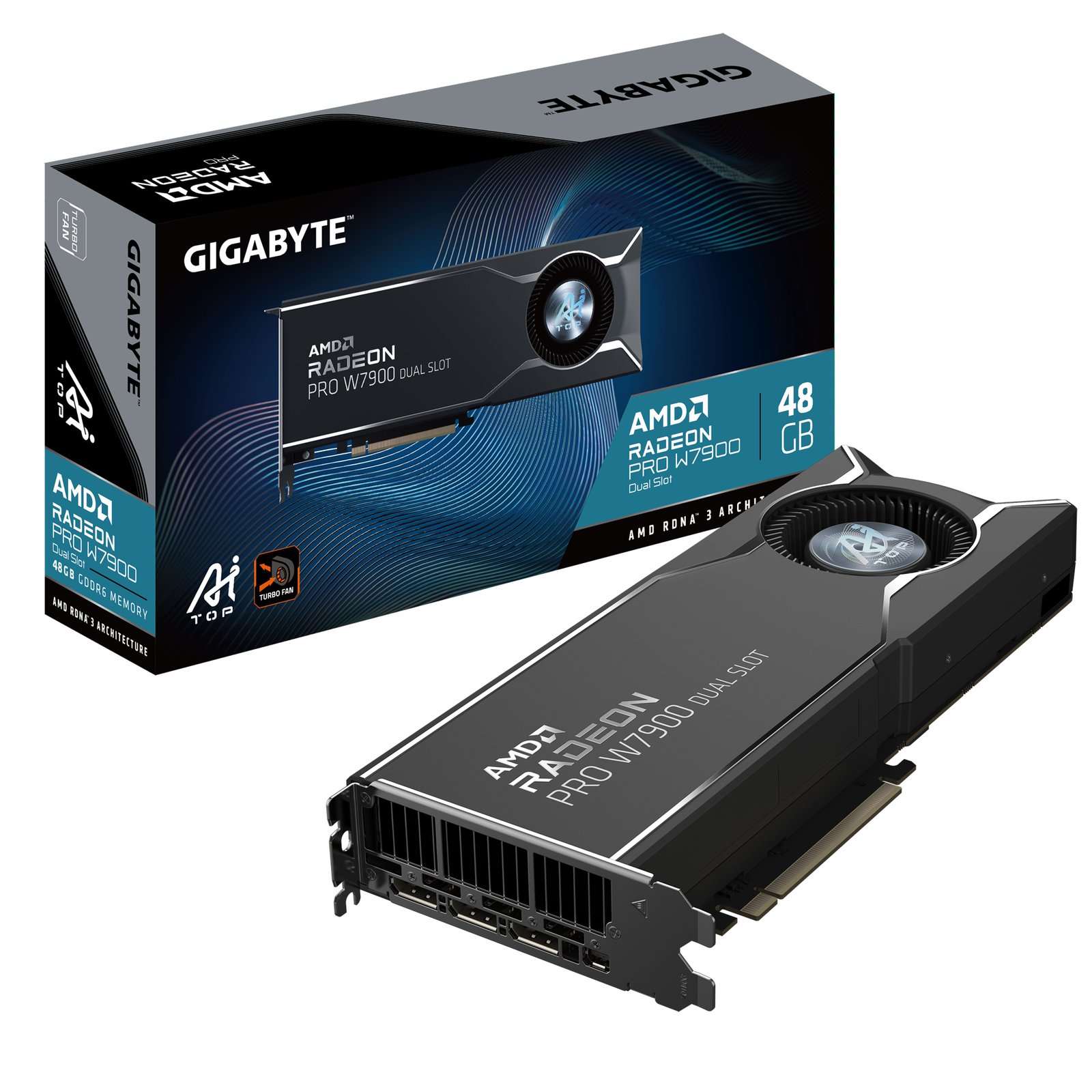 GIGABYTE Radeon PRO W7900 Dual Slot AI TOP 48G Graphics Card - 48GB GDDR6, 384bit, PCI-E 4.0, 3 x W7900 AI TOP 48G