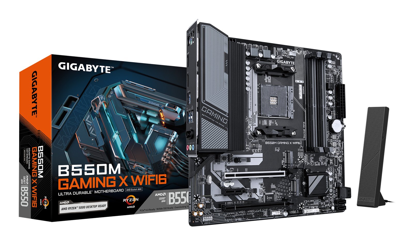 GIGABYTE B550M GAMING X WIFI6 Motherboard - AMD Ryzen 5000 CPUs, 5+3 Phases VRM, up to 3200MHz