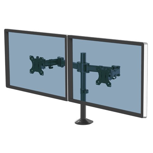 Fellowes Reflex Dual Monitor Arm - Mount for 8KG 27 Inch Screens - Adjustable Desk - Tilt 45° Pan 8502601