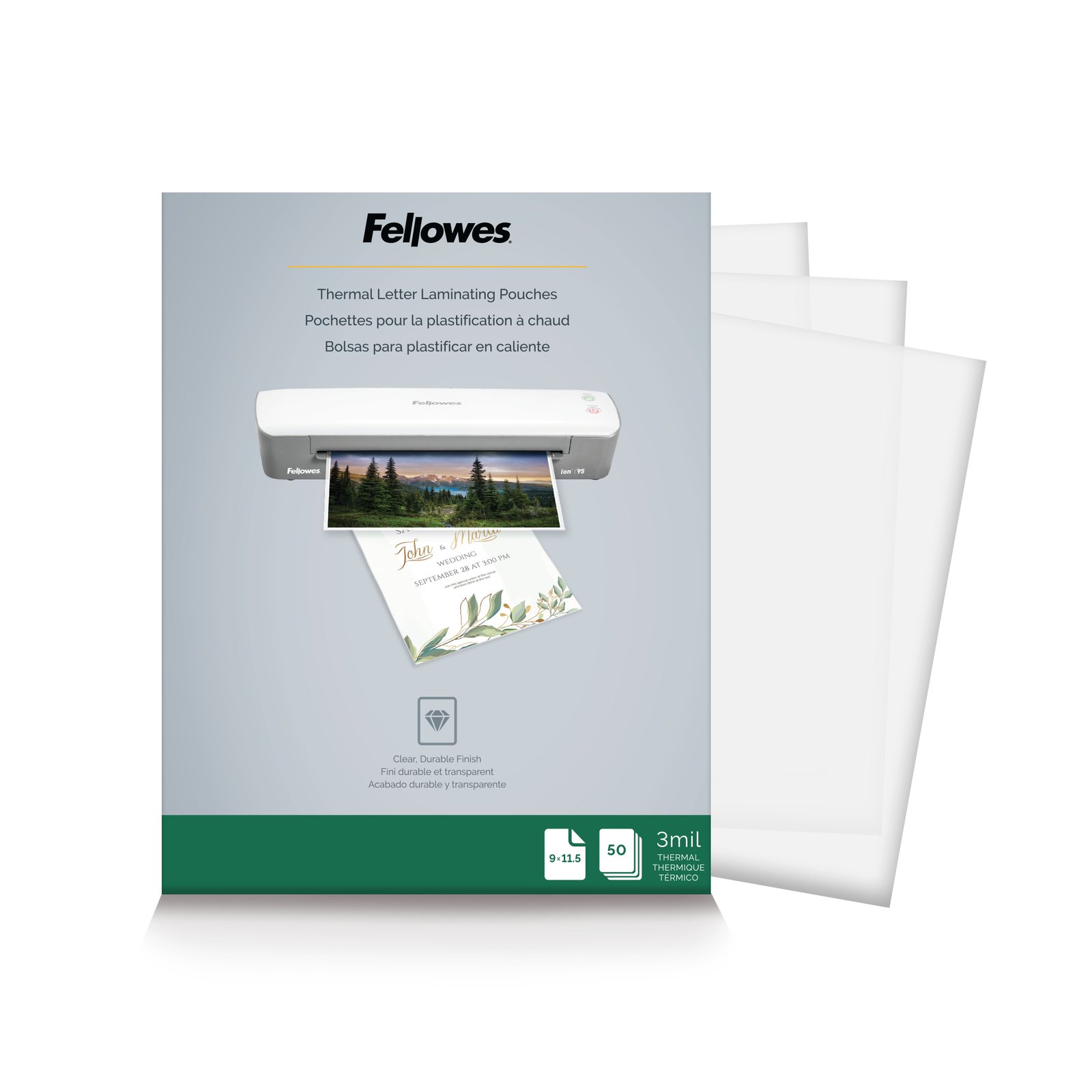 Fellowes Thermal Laminating Pouches - Letter, 3mil, 50 pack 5744301