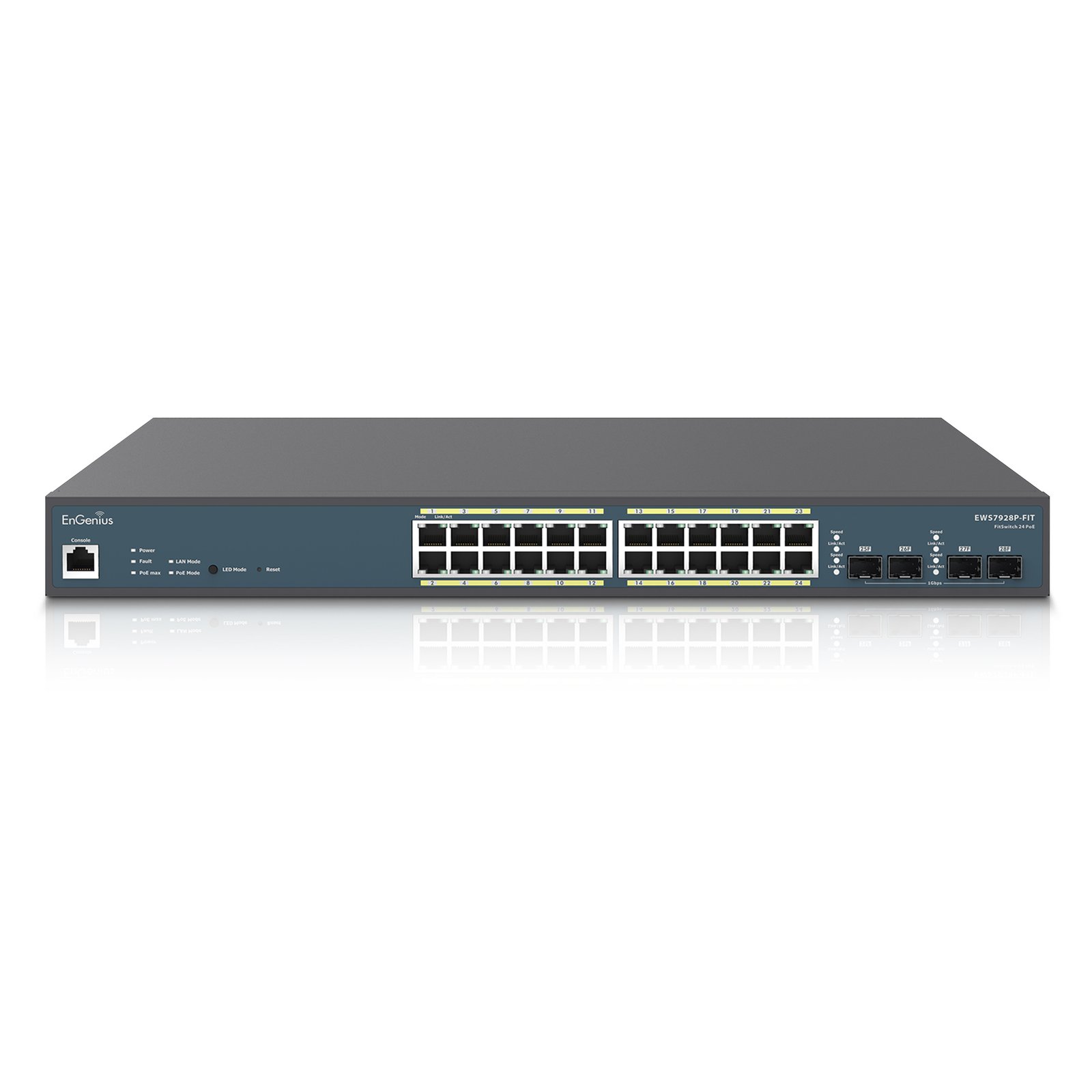 EnGenius Switch 24-port GbE PoE.af/at(+) 210W 4xSFP L2 19i EWS7928P-FIT